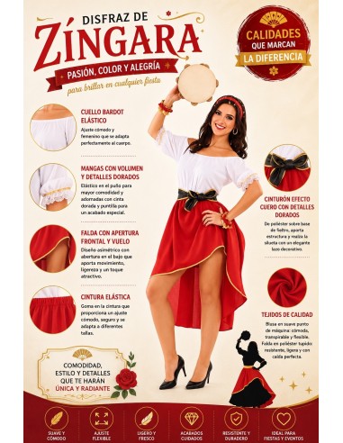 Costume da zingara Taglia M | Costumi per Adulti Il Re del Carnevale